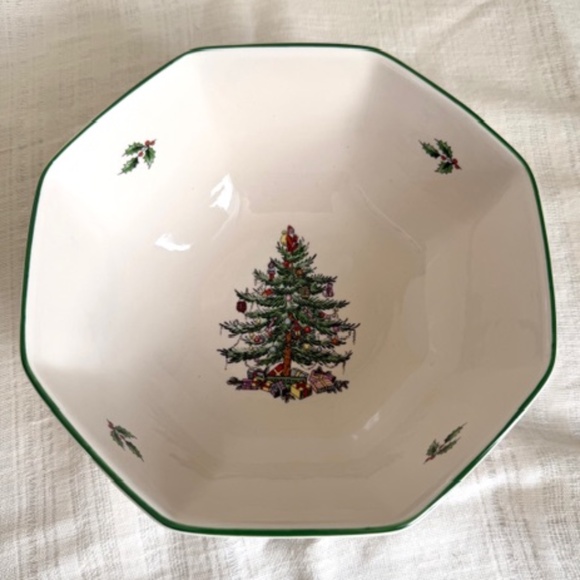 Spode Christmas Tree Octagonal Bowl 7.5" - Picture 3 of 8